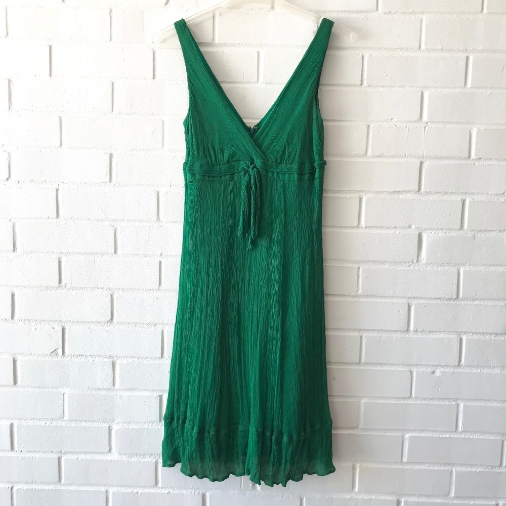 J. Crew Green Crepe Silk Dress